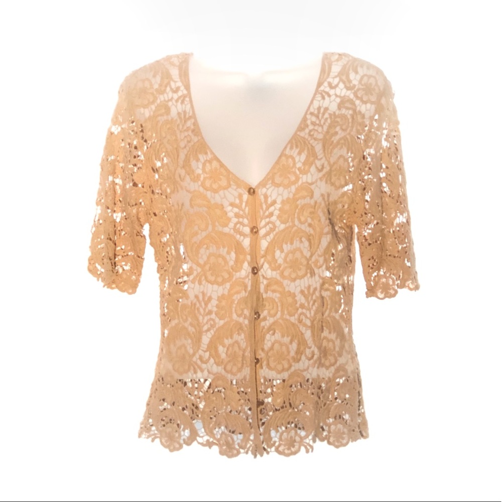 Lovely Say What? Lace crochet Cardigan Boho, romantic, festival fashion. Y2K